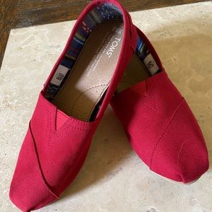 Toms Red Canvas Slip-ons